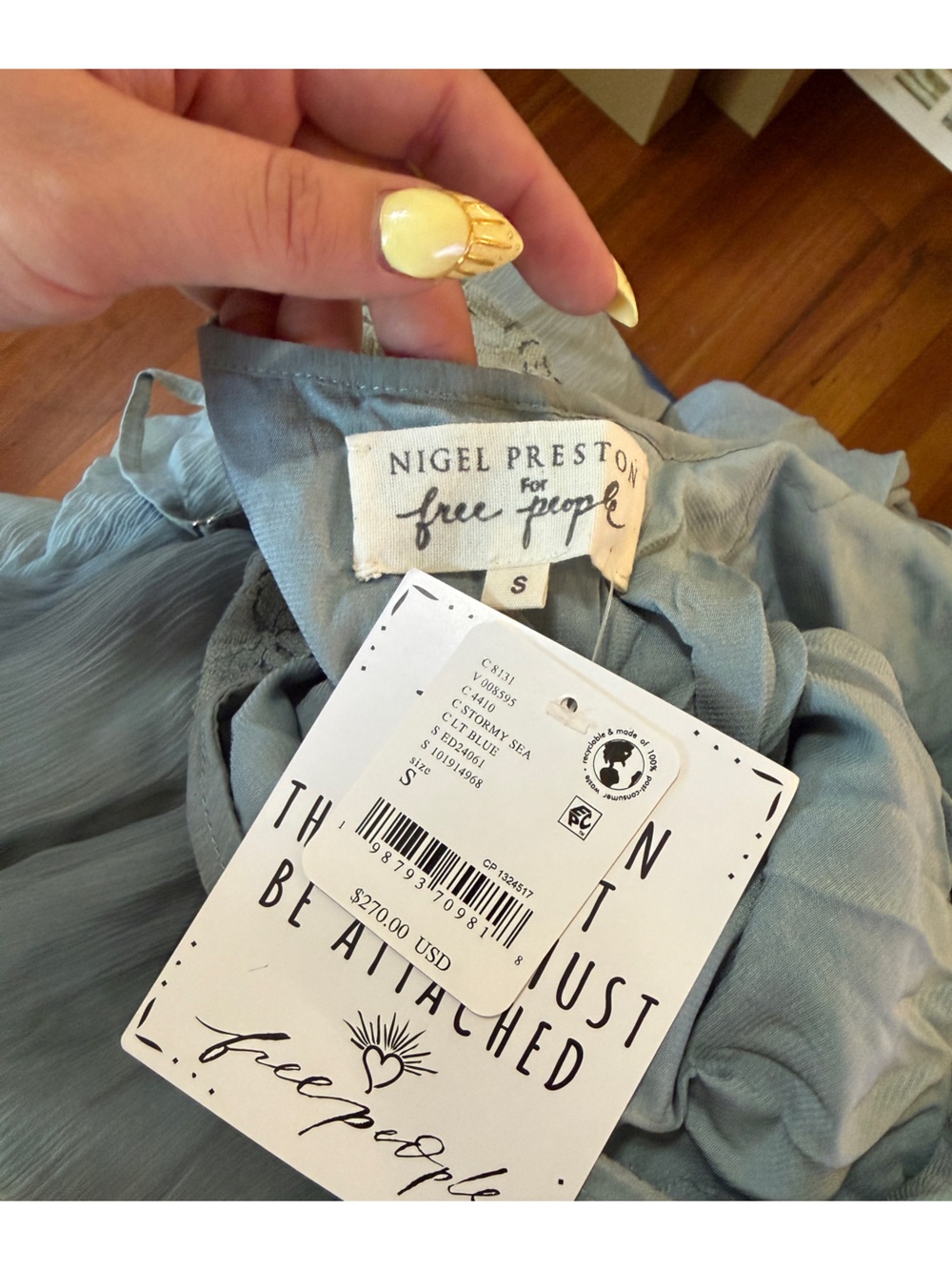 Free People Nigel Preston Floating Angel Chiffon Maxi Dress - Stormy Sea - Picture 5 of 14